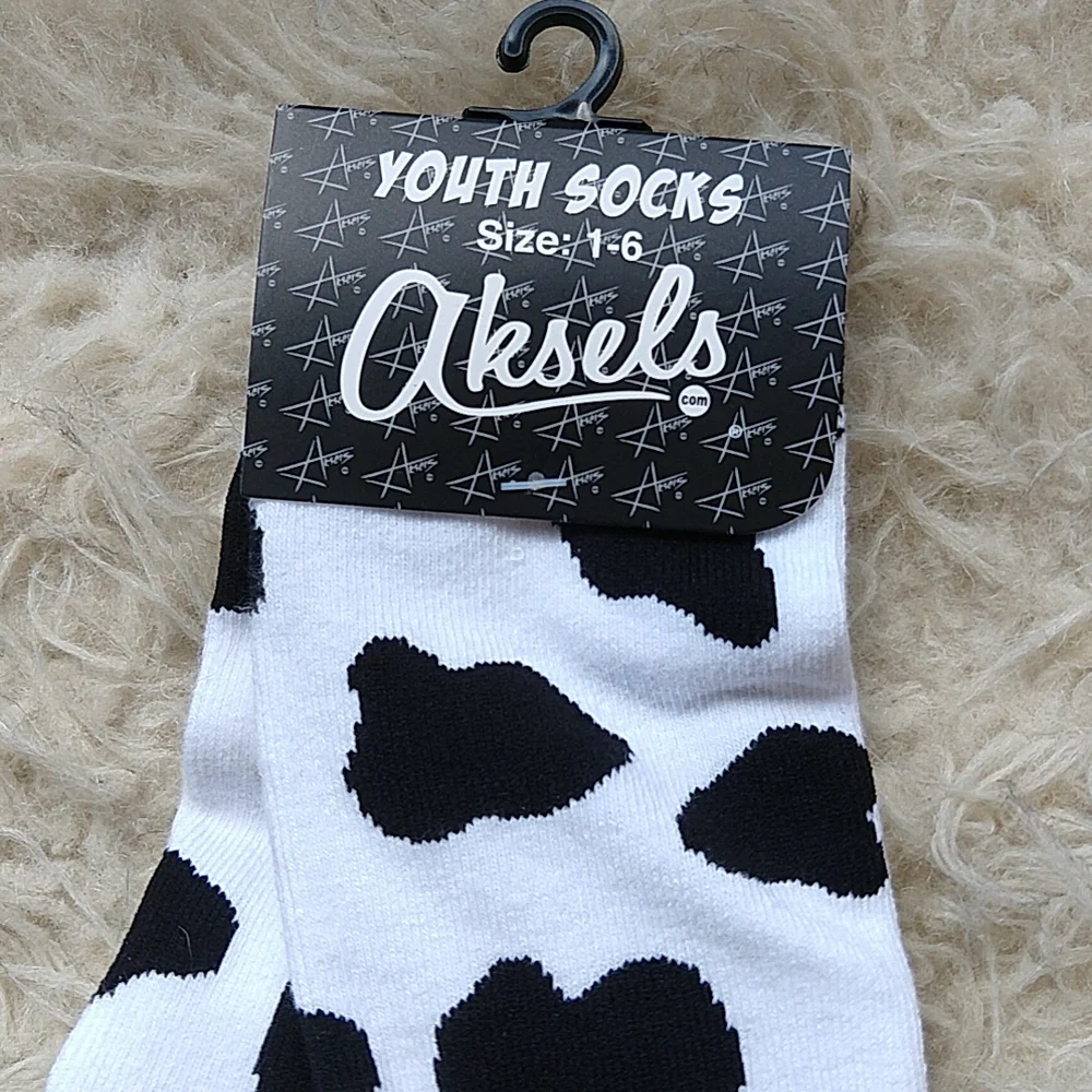 Aksels Holstein Cow Print Youth Novelty Socks Farm Animal